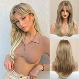 2 x Brand New Honygebia Wig Dark Blonde with Bangs - Dark Blonde Wigs for Women, Long Straight Wavy, Women Natural Realistic Synthetic Heat Resistant Hair for Carnival Costumes - RRP €53.08