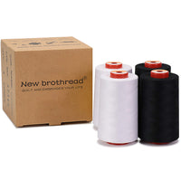 1 x RAW Customer Returns New brothread - 28 Options - 4 Large Cones 5000M All-Purpose Polyester Sewing Thread 40S 2 Tex27 for Sewing, Quilting, Patchwork, Serger and Overlock - 2 White 2 Black - RRP €17.99