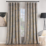 1 x RAW Customer Returns MIULEE Velvet curtain with gold foil leaves pattern, set of 2 curtains, velvet gray with back loops and rod pocket, thick, opaque curtains for decorative bedrooms, each H 245 x W 140 cm - RRP €43.36