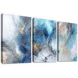 1 x RAW Customer Returns 3 Pcs With Frame Gold Green Ocean Canvas Pictures Crashing Waves Picture on Canvas Painting Poster Wall Pictures Living Room Bedroom Bathroom Wall Decoration Ready to Hang 90x40cm 12 x16 x3pcs  - RRP €28.99