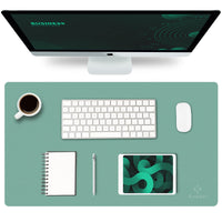 1 x RAW Customer Returns K KNODEL Table mat, desk mat, 60 x 35 cm PVC table mat, laptop table mat, waterproof desk mat for office or home use, double-sided green grey  - RRP €14.75