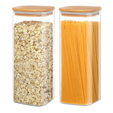 1 x RAW Customer Returns YUEYEE 2100 ml storage jars with lids, glass containers with bamboo lids, transparent storage jars with lids for oats, cereal, pasta, rice, nuts, flour storage, set of 2 - RRP €27.31