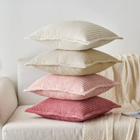 1 x Brand New MIULEE Square Decorative Soft Corduroy Cushion Covers for Spring Soft Cushion Cover Striped Corduroy Cushion Cover Pack of 2 for Home Sofa Decor 40x40 cm, Pink - RRP €20.4