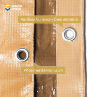 1 x RAW Customer Returns GUARD SHIELD tarpaulin with eyelets waterproof 6m x 10m beige khaki multifunctional polyester tarpaulin 120g fabric tarpaulin protective tarpaulin all-purpose tarpaulin, tear-resistant, UV-stabilized - RRP €78.65