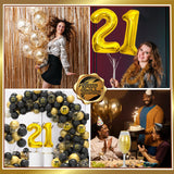 2 x Brand New Yskmefun 21st birthday decoration, birthday decoration 21, decoration 21st birthday black gold, decoration 21st birthday women, birthday decoration man 21, various party decorations - RRP €18.12