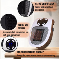 1 x RAW Customer Returns Ceramic fan heater Hillylolly 500w fan heater socket fan heater, mini fan heater heat, electric heater wall mounting, fan heater energy saving quiet for bathroom, room, living room, basement - RRP €22.99