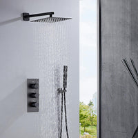 1 x RAW Customer Returns SaniteModar concealed shower fitting set black with thermostat, concealed shower system with 30x30cm rain shower, concealed shower fitting complete set with hand shower - RRP €149.0