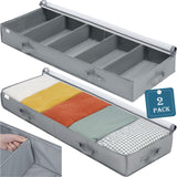 1 x RAW Customer Returns Underbed chest of drawers 2 pieces, large underbed storage bag, foldable storage clothes storage with removable divider and base support, organizer storage container for blankets clothes, gray - RRP €26.99