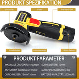 1 x RAW Customer Returns DAXIEFOO Mini Angle Grinder 76mm Angle Grinder with 2 2500mAh Batteries, 19500rpm, with 5 Cutting Discs, Cordless Angle Grinder for Grinding and Polishing, Cutting - RRP €63.35