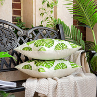 1 x Brand New Inhobbok Set of 2 Cushion Covers 45x45 Green Monstera Leaf Spring Summer Waterproof Decorative Pillowcase Lightweight Flat Green Tropical Plants for Garden Sofa Outdoor Living Room - RRP €20.4