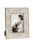 1 x RAW Customer Returns Afuly 13x18 Picture Frame White Brown Boho Morocco Shabby Photo Frame Retro Pattern Vintage Decoration Family Photo Wedding Gift Wall or Desktop - RRP €17.14