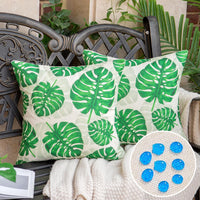 1 x Brand New Inhobbok Decorative Cushion Cover 45x45 Monstera Leaves Green Waterproof Linen Spring Summer Tropical Plants Seasonal Decoration for Home Garden Couch Living Room Set of 2 - RRP €20.4