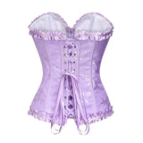 1 x RAW Customer Returns SZIVYSHI Women s Sweetheart Lace Overbust Corset Plastic Boned Bustier Top Purple 1 36 - RRP €28.55