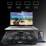 1 x RAW Customer Returns EMPIRE GAMING - Guardian S-C100 Laptop Cooler RGB Gamer - 6 Fans - LCD Controller - 5 Height Settings - Compatible for 12 to 17 inches - Removable Smartphone Holder, Air - RRP €35.99