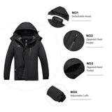 1 x RAW Customer Returns Wantdo Men s Winter Snow Parka Waterproof Ski Jacket Black M - RRP €64.99