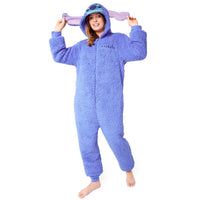 1 x RAW Customer Returns Disney Women s One-piece Pajamas - Stitch Fleece Pajamas with Zip and Hood S-2XL - Oversized One-piece Pajamas for Girls Blue Stitch, S  - RRP €34.67