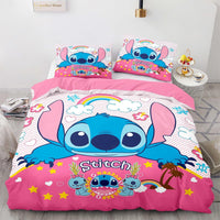 1 x RAW Customer Returns DELLIOP Lilo Stitch Duvet Cover for girls Duvet Cover with Zipper Closure 2 Pillowcases 50x75 cm Pink, Individual 90x190  - RRP €29.9