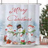 3 x Brand New Ttincceer Merry Christmas Snowman Shower Curtain 180x180cm Cartoon Snowman Snowflake Gift Box Bath Curtain Winter Forest Heavy Snow Bath Curtain with Hooks - RRP €61.2