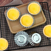 1 x RAW Customer Returns TULEBOLIAN 30 pieces egg cake mold, egg tart mold, silver, stainless steel, egg tart molds, tart mold, muffin molds, reusable, for tart, muffin, pudding 7.2 cm  - RRP €11.09