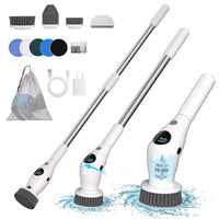 1 x RAW Customer Returns RealPlus Electric Cleaning Brush, Cordless Spin Scrubber with 7 Replaceable Brush Heads, Adjustable Extension Handle, With Adapter, for Bathroom Kitchen Floor Bathtub Window Car Cleaning - RRP €47.39