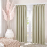 1 x RAW Customer Returns Deconovo curtains, opaque thermal curtain, noise protection curtain with ruffle tape, 290 x 140 cm height x width , beige, set of 2 - RRP €46.49