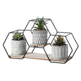 1 x RAW Customer Returns TERESA S COLLECTIONS Modern artificial plant with metal wooden stand for home decoration, set of 3 artificial succulents in geometric ceramic, living room decoration table decoration mother daughter gift - RRP €39.99