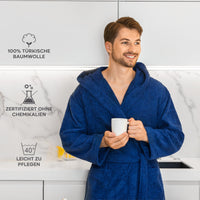 1 x RAW Customer Returns Twinzen men s bathrobe - L - dark gray - 100 cotton 350g m OEKO-TEX certified - bathrobe with hood, 2 pockets, belt - RRP €24.56