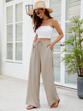 1 x RAW Customer Returns Puimentiua Women s Lightweight Summer Loose Linen High Waist Trousers Summer Wide Leg Drawstring Pants S-XXL Khaki XL - RRP €31.99