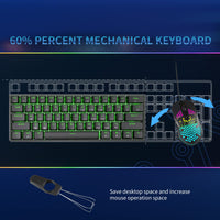 1 x RAW Customer Returns Dierya DK61se Gaming Keyboard, 60 Percent Mechanical Keyboard with Blue Clicky Switch, Ultra-Compact Mini 61 Keys Anti-Ghosting, Type-C Data Cable, US Layout for PC Windows Gamer Typist, Black - RRP €31.5