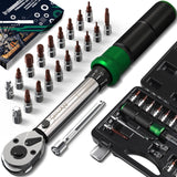 1 x RAW Customer Returns SS SHOVAN 21-piece bicycle torque wrench, 1 4 inch 2-24 Nm socket wrench set, 72 teeth reversible ratchet, 3 error accuracy, ratchet box including 3 8 adapter, Phillips Hex and Torx bits - RRP €39.34