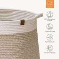 1 x RAW Customer Returns LA JOLIE MUSE Cotton Rope Basket, Woven Storage Basket, Laundry Hamper Large, 36 44 38cm, Cotton Blanket Organizer, Baby Nursery Container, Gift for Home Desert - RRP €33.52