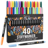 1 x RAW Customer Returns 40 Permanent Textile Marker Pens - Non-Toxic and Indelible Fabric Markers, Permanent Marker Pen with Fine Tip - Perfect for T-Shirts, Bags, Tote Bags and Other Fabrics - For Children and Adults - RRP €14.99