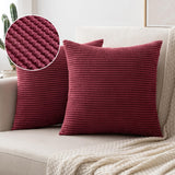 1 x RAW Customer Returns MIULEE 2 Pieces Cushion Cover Striped Corduroy Pillowcase Soft and Comfortable Polyester Modern Decoration for Sofa Bed Chairs Bedroom Living Room Office 50x50 cm Red Wine - RRP €18.99