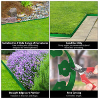 1 x RAW Customer Returns Flexible lawn edge made of plastic, length 10m, height 5cm, lawn edge plastic, lawn edge height, bed edging, lawn sheets, mowing edge palisade, with 50 fastening nails 1 pair of gloves - green - RRP €29.99