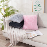 1 x RAW Customer Returns MIULEE Set of 2 cushion covers, decorative cushions, artificial fur sofa cushions, decorative cushions, cuddly cushions, plush cushions, cuddly couch cushions, fluffy cushion covers for sofas, 40 x 40 cm, grey-white - RRP €14.11