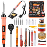 1 x RAW Customer Returns Soldering iron set, SREMTCH 80W soldering iron with LCD screen 200 C - 450 C 20-in-1 soldering set with ON OFF switch and adjustable temperature button, Pro quick heating ceramic thermostat design - RRP €29.99