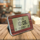 1 x RAW Customer Returns FISHTEC radio-controlled alarm clock - calendar with date and time - large display - 2 alarms - temperature - 24 x 14 cm - wall mounting or stand - wood look - RRP €33.26