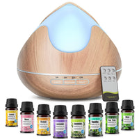 1 x RAW Customer Returns 500ML aroma diffuser with 8 x 10ml essential oils set, fragrance oil diffuser with 14 colors LED, 4 timers, auto-off, humidifier diffuser with remote control - RRP €30.24