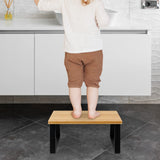 1 x RAW Customer Returns Utoplike Bamboo Wood Step Stool for Kids, 1 Step Stool Small Footstool Wide Wooden Footrest for Loft Beds Home Kitchen - RRP €36.91