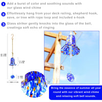 1 x Brand New 66cm Wind Chime with Art Glass Bell, Handmade Blown Glass Wind Chime for Outdoor, Memorial Wind Chime with Glass Beater, Beautiful Decorative Bell Wind Chime Royal Blue  - RRP €32.99