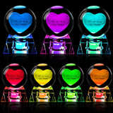 15 x Brand New Am Proud of You 3D Crystal Ball with LED Colorful Night Light Base, Crystal Ball Heart Gift for Kids Girls Boys Friends Lover Girlfriend Wife Mother Wife Birthday Christmas - RRP €302.4