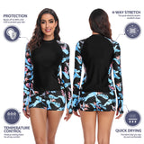 1 x RAW Customer Returns UNIQUEBELLA Rash Guard Women s UV Protection UPF 50 Long Sleeve Surf Shirt with Beautiful Patterns Swimwear Swim Shirt - Swimming Tankini XS-XL Rashguard for Women - RRP €31.99