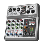 1 x RAW Customer Returns Aveek Professional Audio Mixer, Soundboard Mixer with 5 Channel Digital USB Bluetooth Reverb Delay Effect, Input 48V Phantom Power, Stereo DJ Mixer for Recording, Live Streaming, Podcasting - RRP €59.99