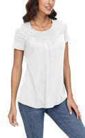 1 x Brand New DOTIN Women s T-Shirt Plain Short Sleeve Summer Shirt Loose Stretch Blouse Causal Top Basic Tops, White, XL - RRP €19.15