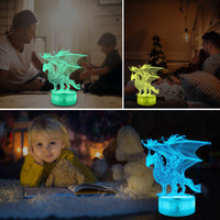 1 x RAW Customer Returns Ammonite Dragon Lamp for Children, 3D Dragon Night Light, 16 Colors with Remote Control Children s Room Decor as a Christmas Birthday Gift for Boys Girls - RRP €19.99