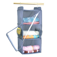 2 x Brand New MKPCW Hanging Storage with 3 Shelves Wardrobe Closet Organizer, Storage Rack Unit with 2 Pockets for Clothes Gray  - RRP €60.0