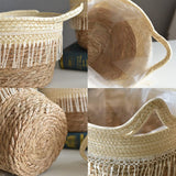 1 x RAW Customer Returns KMERCE plant basket large, set of 2 flower baskets woven from seagrass, planter basket for houseplants, flower pot boho, planters with handles, storage basket, 20cm and 25cm diameter - RRP €29.99