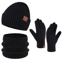 1 x RAW Customer Returns Men s Winter Thermal Beanie Hat Scarf Neck Warmer Touch Screen Gloves Set with Fleece Lining - RRP €24.0