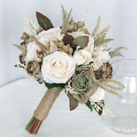 1 x RAW Customer Returns Fouriding bridal bouquet bride bridesmaid bridesmaids bouquets wedding roses bouquet artificial rose bouquet bouquet decoration creamy - RRP €47.6