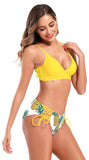 1 x Brand New SHEKINI Women s Swimsuit Two Pieces Sexy V Neck Halter Adjustable Bikini Top Bikini Set High Waist Control Abdomen Bikini Bottom S, Lemon Yellow  - RRP €33.26